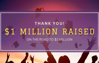 Thank you! $1 Million Raised On the Road to $3 Million Banner 1280x600