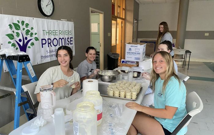 Volunteers preparing for the 2024 Three Rivers Promise fish fry dinner